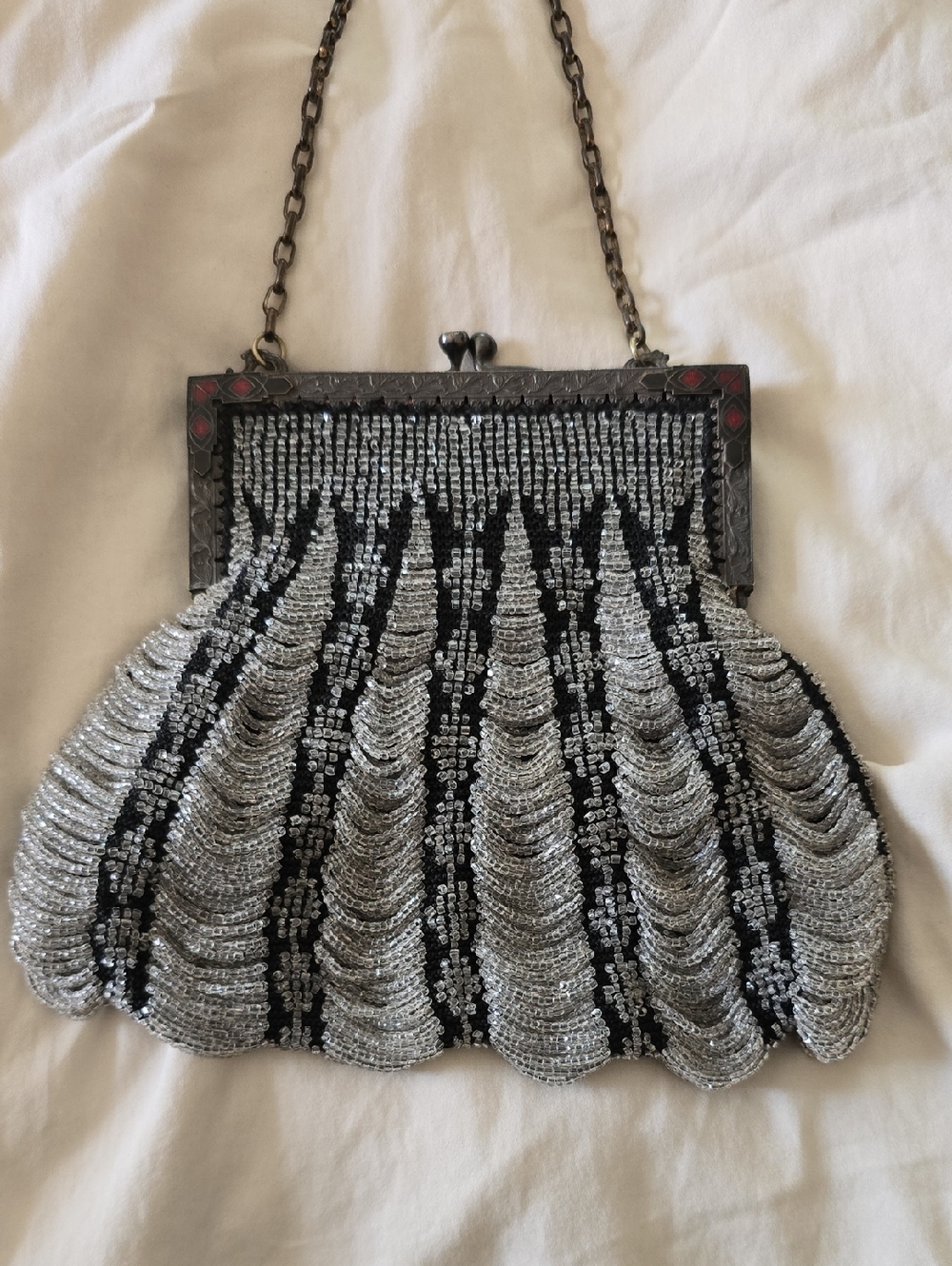 Antique 20s Art Deco FLAPPER BEADED SWAG PURSE